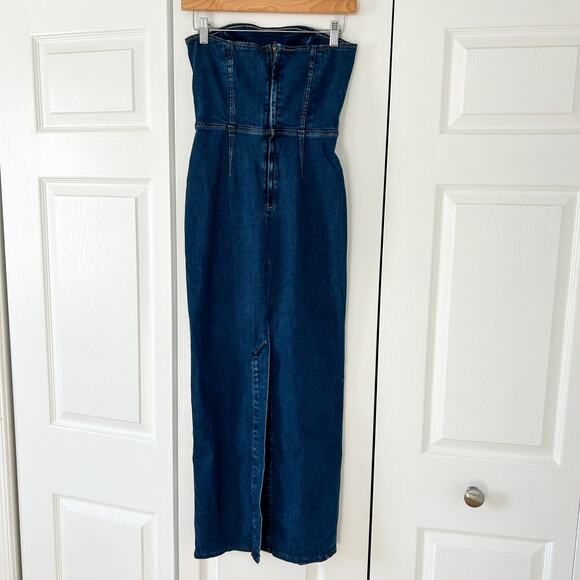 NWT Reformation Eugenia Strapless Denim Midi Dress Simcoe Blue Size 0 - Picture 4 of 8
